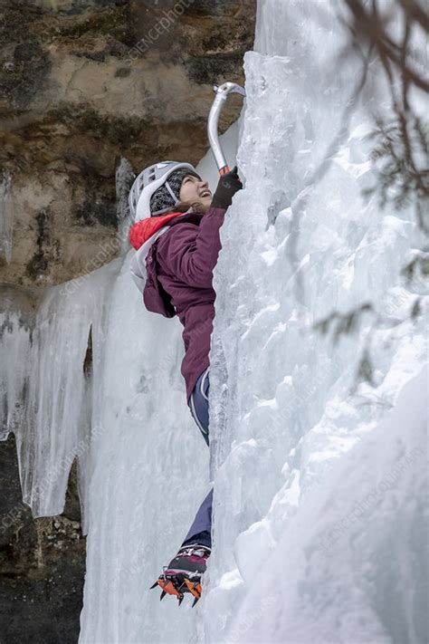 Ice climbing, Pictured Rocks National Lakeshore, USA - Stock Image ...