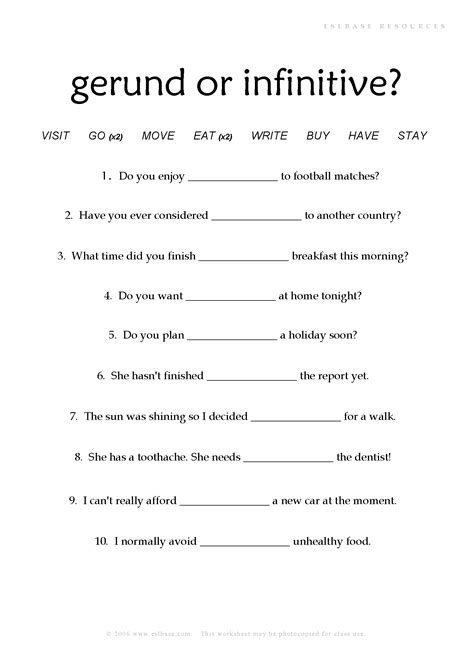 Gerunds Participles And Infinitives Worksheet