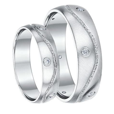 His & Hers 5&6mm 9ct White Gold Diamond wedding Rings - White Gold at Elma UK Jewellery