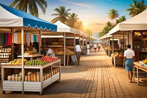 Premium AI Image | A fruit market on a tropical island