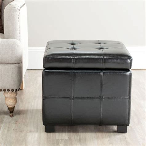 Safavieh Kerrie Black Storage Ottoman-HUD8231B - The Home Depot