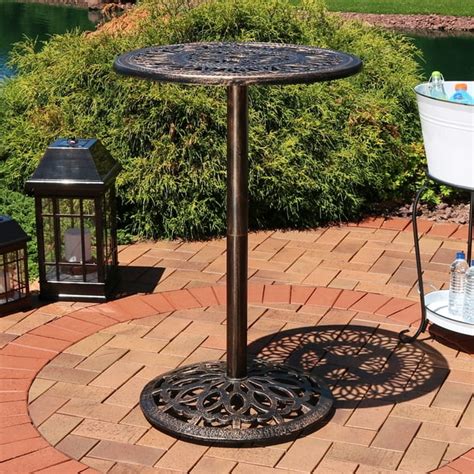 Sunnydaze Round Bar-Height Cast Iron Outdoor Patio High Top Pub Table - 26" - Walmart.com ...