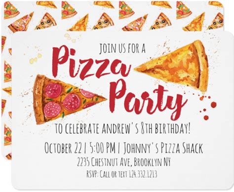 Adult Pizza Party Invitations