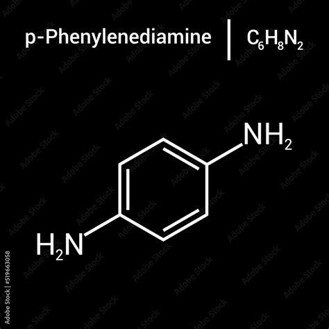 chemical structure of p-Phenylenediamine (C6H8N2) Stock Vector | Adobe Stock