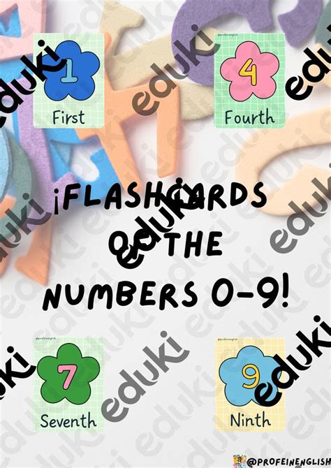 Flashcards de los números ordinales en inglés del 0 al 9. Ordinal ...