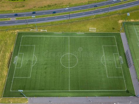 Aerial View of Football Field Stock Image - Image of pitch, color ...