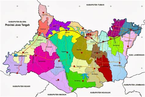 Bojonegoro administrative map (Bojonegoro Disctrict Government, 2017 ...