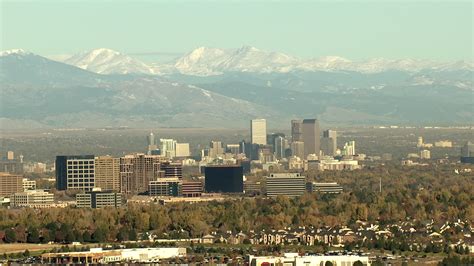 HD stock footage aerial video of Centennial office buildings, Downtown ...