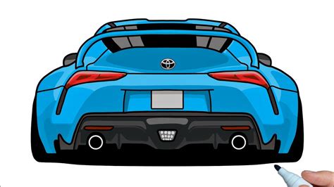 How to draw a TOYOTA SUPRA A90 2019 Rear View step by step - YouTube