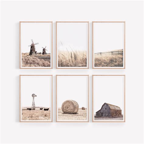 Farm Prints Set Set of 6 Farmhouse Wall Art Country House - Etsy