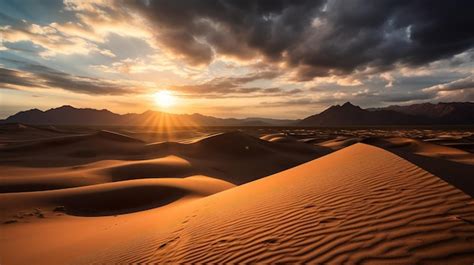 Premium AI Image | Sunset over the sand dunes in the desert