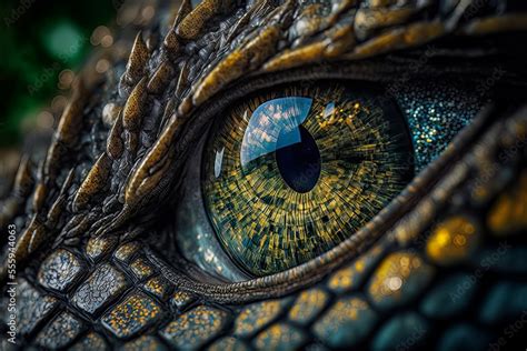 Dragon eye. 3d render of close up lizard eye. Fantasy monster looking ...