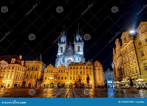 Prague Old City Square Night View Stock Photo - Image of landmark, panorama: 154257490