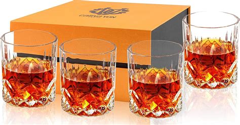 Buy calliva von Old Fashioned Bourbon Glass, Set of 4 Crystal Whiskey Glasses In Gift Box. Rocks ...