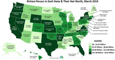 Map : The Richest Person in Each State and their Net Worth, March 2019 ...