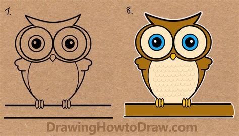 How to Draw a Cartoon Owl from Word Owl Drawing Tutorial for Kids – How to Draw Step by Step ...