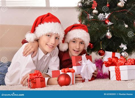 Happy Kids Celebrating Christmas Stock Image - Image of portrait ...