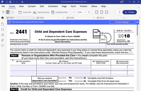 Instructions for How to Fill in IRS Form 2441