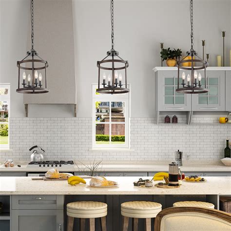 LNC Heavy Duty 4-Light Kitchen Island Pendant Lighting, Farmhouse and Height Adjustable ...