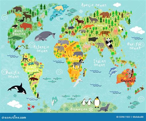 Colorful World Map For Kids