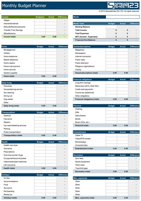 Download a free Monthly Budget Planner, that helps in planning your personal or the household m ...