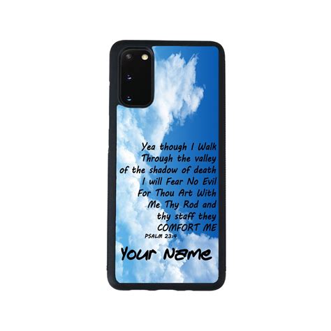 Personalized Religious Psalm 23-4 Verse on Blue Sky Background Phone ...