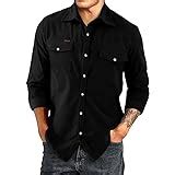 ChArmkpR Mens Corduroy Shirt Long Sleeve Button Down Shirt Color Block Henley T-Shirt Lapel ...