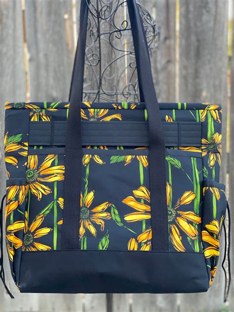 Large Teacher Tote Bag Sunflower Zippered Nurse Tote Bag with | Etsy