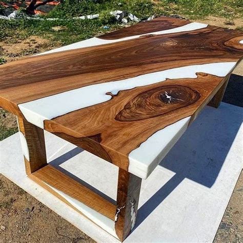 White Solid Wood Epoxy Table – Articture