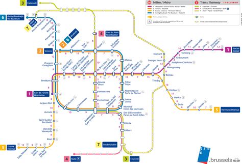 De kaart van de Brusselse metro, met wandeltijden - STIB-MIVB