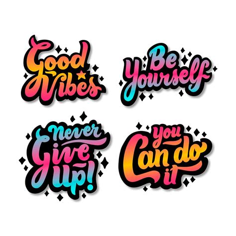 Buy Motivational Quotes Sticker Decals - Pack of 04 (Vinyl Stickers), Good Vibes,Be Yourself ...