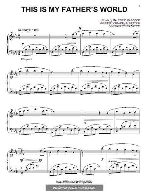 This Is My Father's World by F.L. Sheppard - sheet music on MusicaNeo