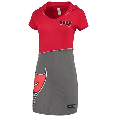 Women's Refried Apparel Red/Pewter Tampa Bay Buccaneers Hooded Mini Dress