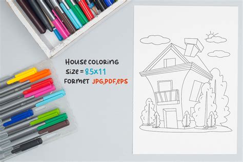 House Coloring Book Page Graphic by shahadatarman13 · Creative Fabrica