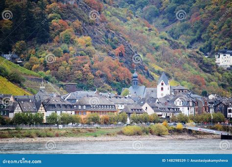 View of Kaub Town in the River Rhine Valley, Germany Stock Image ...