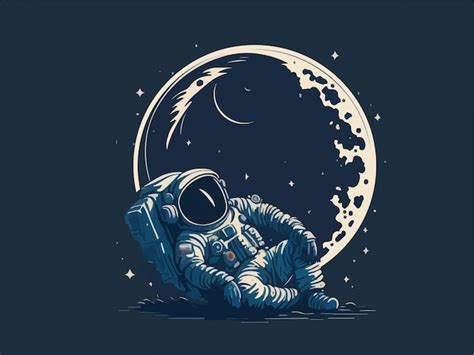 Premium Vector | Astronaut moon vector illustration ai generated