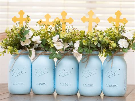 Rustic Mason Jar Centerpieces for Baptism Decorations Boy - Etsy Canada