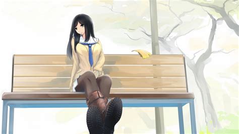 Anime Girl Sitting On Building