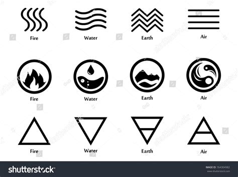 Vector Illustration Four Elements Icons Line Stock-Vektorgrafik ...