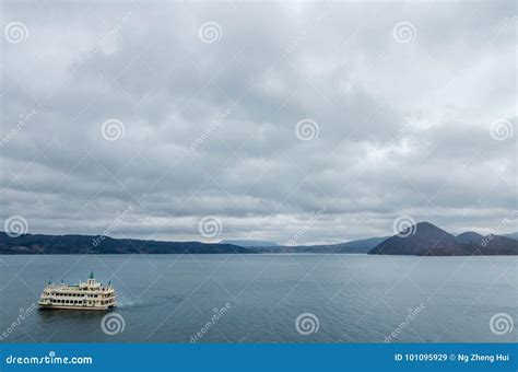 Lake Toya stock image. Image of mountain, famous, large - 101095929