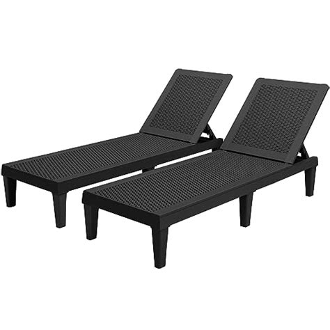 Greesum Outdoor Chaise Lounge Chairs Set of 2 with Adjustable Backrest ...