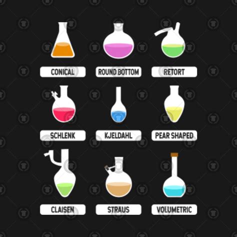 Types Of Chemistry Flasks Education Glassware Inforgraphic - Chemistry - T-Shirt | TeePublic