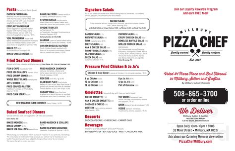 Pizza Chef menu in Millbury, Massachusetts, USA