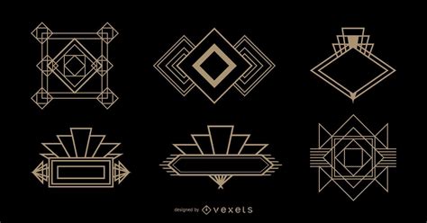 Diamond Logo Art Deco Set Vector Download