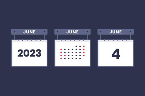 2023 calendar design June 4 icon. 4th June calendar schedule, appointment, important date ...