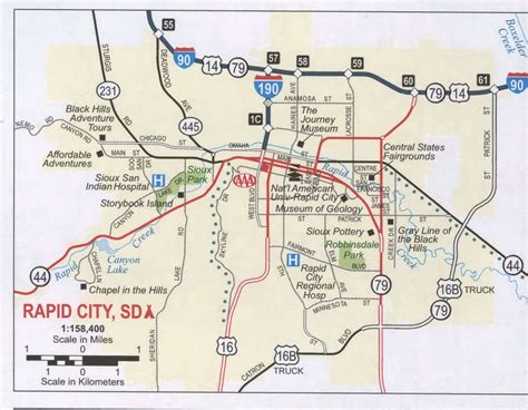 Rapid City SD roads map, highway Rapid City and surrounding area