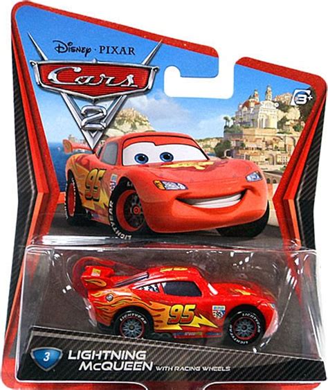 Disney Pixar Cars Cars 2 Main Series Lightning McQueen with Racing Wheels 155 Diecast Car Mattel ...