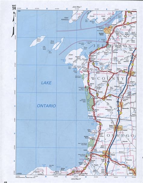 Map of Oswego County, New York state. Detailed image map of Oswego