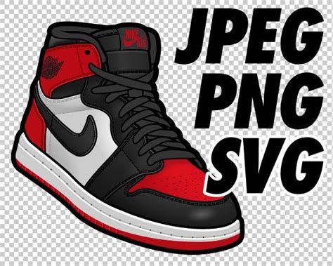Air Jordan 1 Red Toe JPEG PNG SVG digital file download