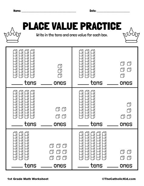 Place Value Worksheet 1st Grade Math - TheCatholicKid.com